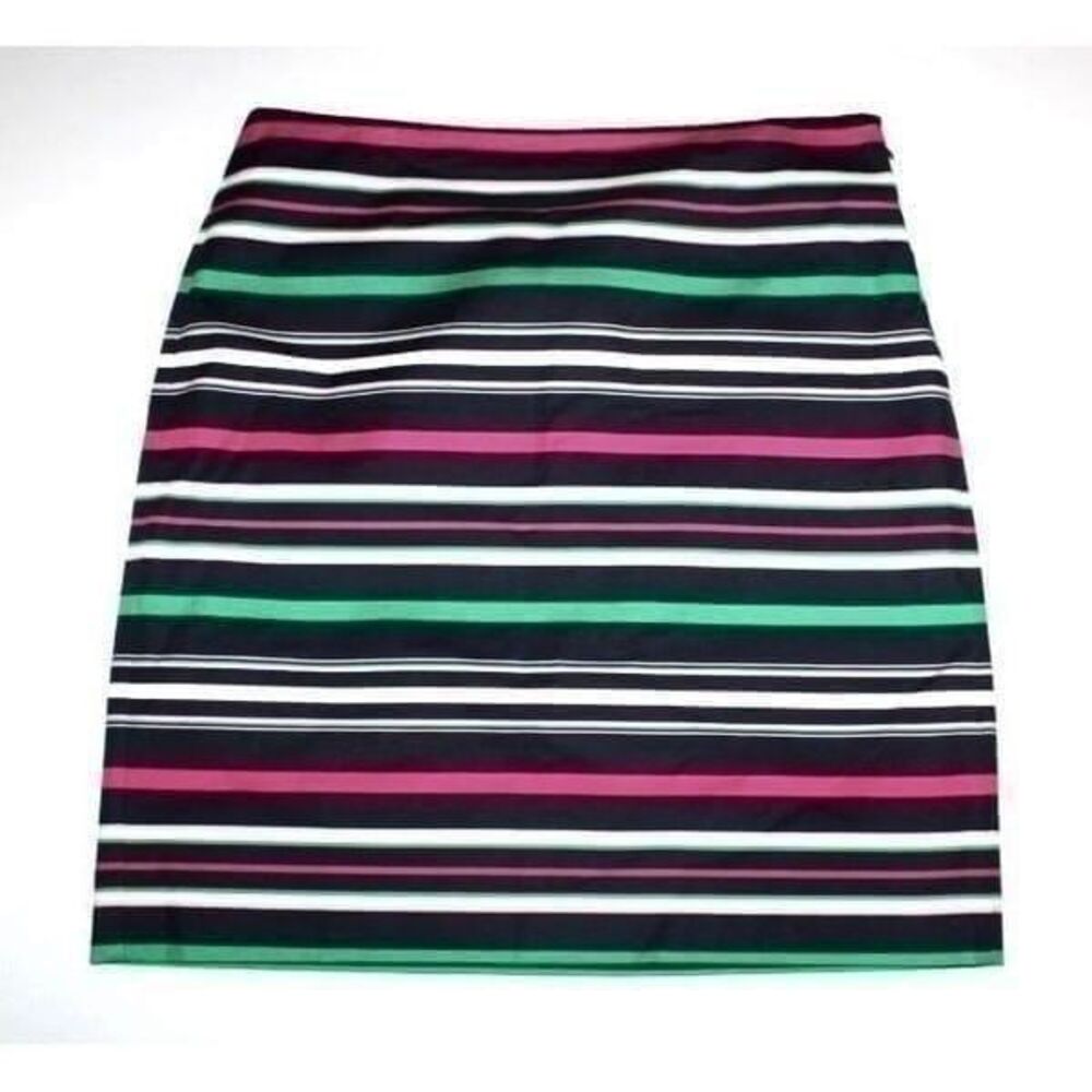 TALBOTS Womens Navy Blue Pink & Green Striped Skirt Size 12 New
